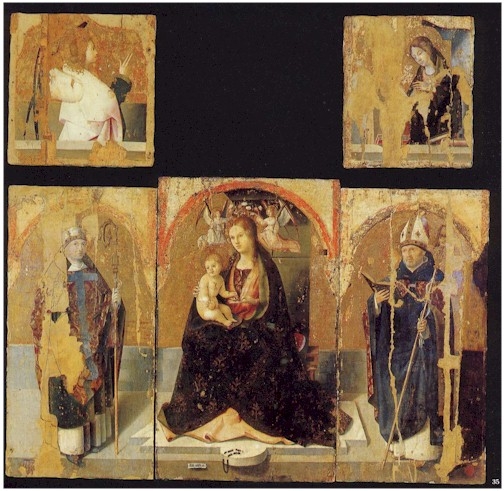 Antonello de Messine (1430-1479), Polyptyque de saint Grégoire, 1473, tempera sur bois. Photo Derbrauni CC BY 4.0